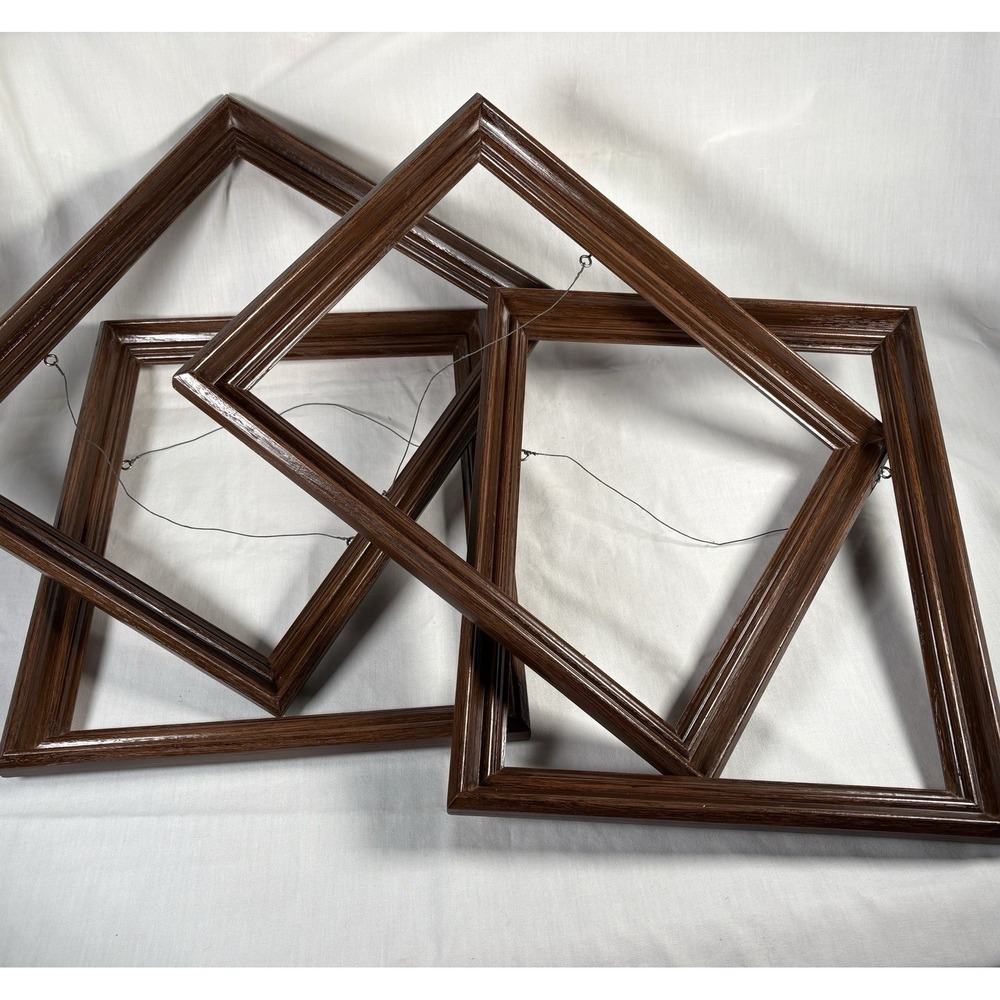 Picture Frames Solid Wood Vintage LOT OF 4 Fits 11" X 14" Dark Brown Paint/Stain